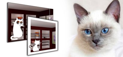 Spiegel mit Katzenbild