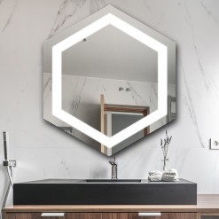 Der Spiegel Hexagon LED mit LED Ausleuchtung