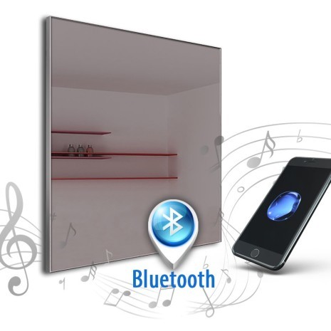 Spiegel mit Audio Lautsprechern alu 008 + Bluetooth