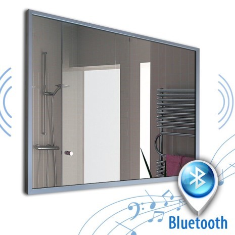 Spiegel mit Audio Lautsprechern alu 001 + Bluetooth