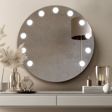 Spiegelset von zwei Bogenspiegeln mit je goldfarbenem Rahmen MDF SLIM mit  Hintergrundbeleuchtung - DOMI LED