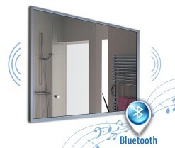 Spiegel mit Audio Lautsprechern alu 001 + Bluetooth